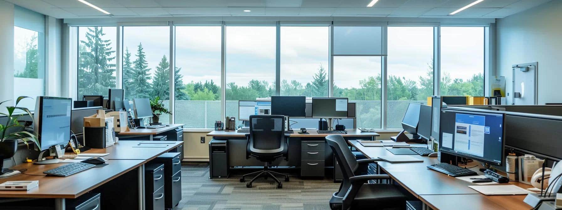 a modern office workspace features a sleek computer screen displaying updated 2025 cpp contribution rates, with an organised desk and financial documents, highlighting the importance of accurate payroll management for canadian smes.
